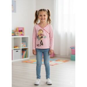 Bratz Oh La La Wrap Shirt Girl's Size S (6/6X) Pink Long Sleeve‎ Top 2005 MGA